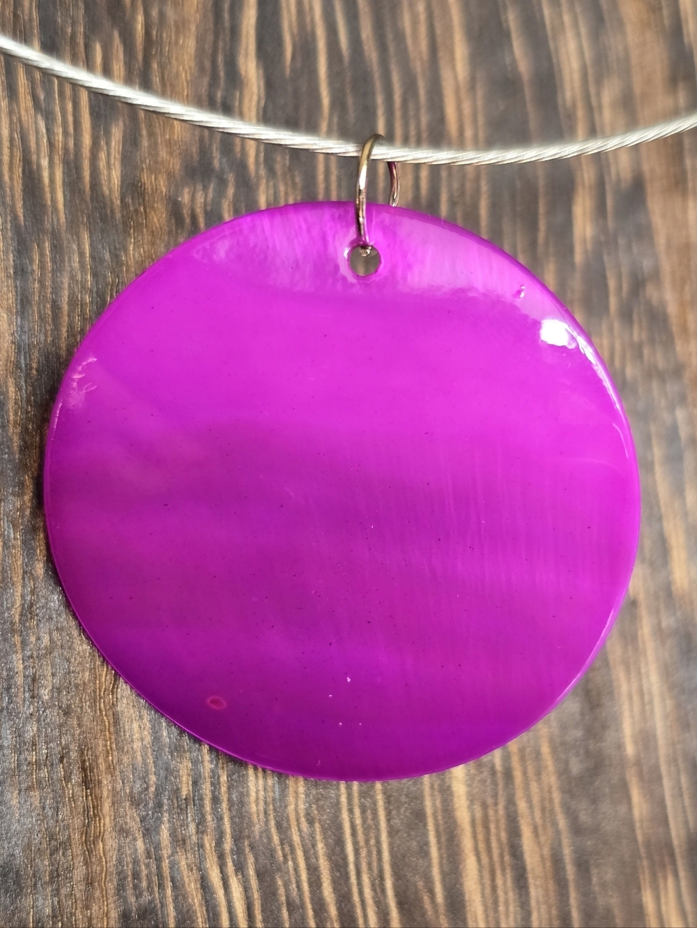 Pink Shell Wire Choker Necklace